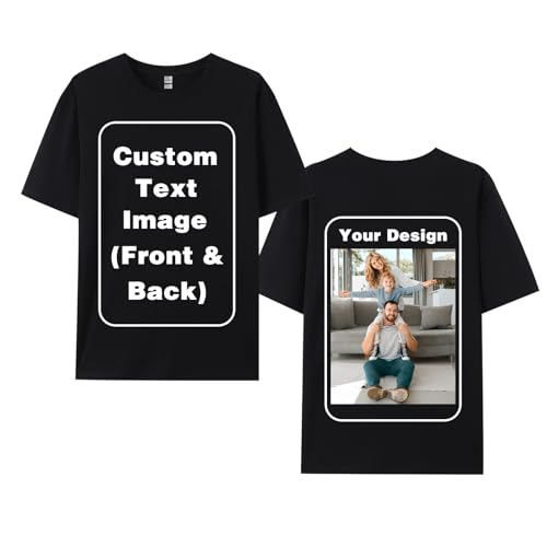 Custom T-Shirts for Men Women, Unisex T-Shirt for Adults Design Your Own, Customized Photo Text Logo Gift