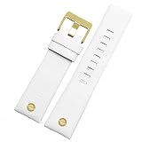 sjniosn Cinturino in vera pelle for diesel DZ7257 1657 4323 7314 7313 7371 cinturino for orologio 22 24 26 27 28 30mm cinturino bianco marrone nero(White gold,27mm)