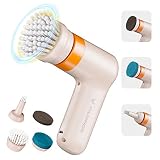 PARRIOR Electric Spin Scrubber, Handheld Rechargeable Cleaning Brush with 4 Replaceable Brush Heads,