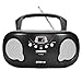 Groov-e Original Boombox - Portable CD Player with Bluetooth, Radio, 3.5mm Aux Port, & Headphone Socket - LED Display, 2 x 1.2W Speakers - Battery or Mains Powered - Black
