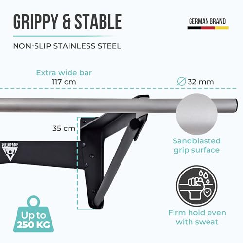 PULLUP & DIP - Muscle Up Pull-Up Bar for Wall – Outdoor & Indoor | Calisthenics | Stainless Steel Weatherproof Pull-Up Bar for Front Lever, Back Lever & Home Gym - Afbeelding 4