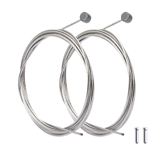 2 Stück Fahrrad-Bremszug Set 1,5mm x 1700mm Edelstahl-Innenkabel Ersatz Bremsinnenkabel für V-Brake, Felgenbremse, mechanische Scheibenbremse Für MTB, Rennrad, Citybike Inkl. Endkappen