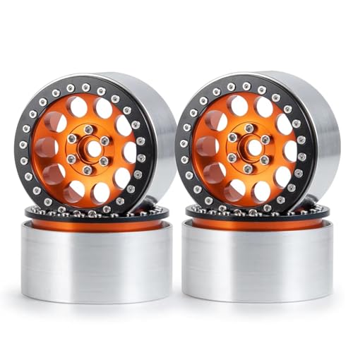 Jantes Beadlock 2.2 Pouces RC Pneus pour Axial Wraith RR10 TRX-4 Orange 35mm