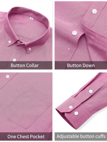 GIANZEN Grade 3.5 Wrinkle-Resistant Men's Pale Violet Red Lightweight Oxford Dress Shirts Long Sleeve Casual Pocket Shirt Pale Violet Red Size M — view 6