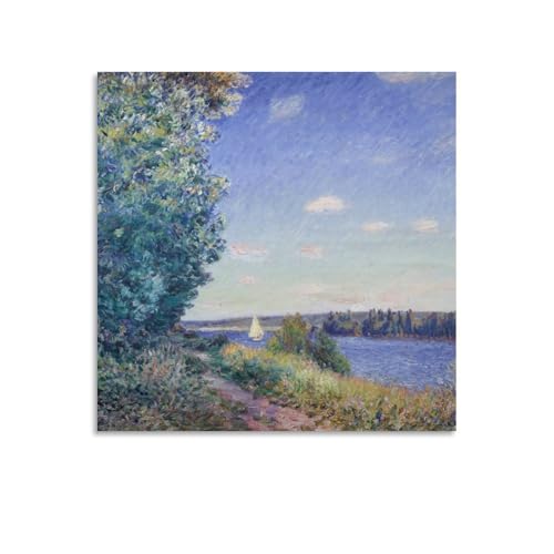 Impression sur toile Le Chemin Au Bord De L'eau A Sahurs Gemälde Von Alfred Sisley (1839-1899) par...