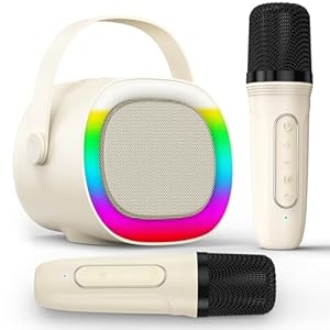 LENRUE Karaoke-Maschine mit 2 Mikrofonen