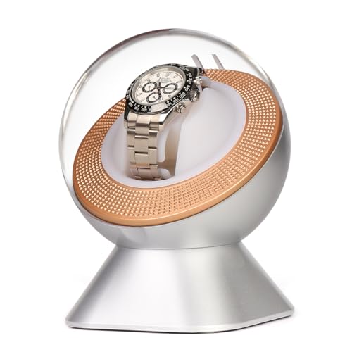VelutsTech Single Watch Winder Box - Ultra Quiet Automatic Watch Winder with LED Light & Adjustable Pillow, Auto-On When Opened, Compatible with Rolex & All Automatic Watches