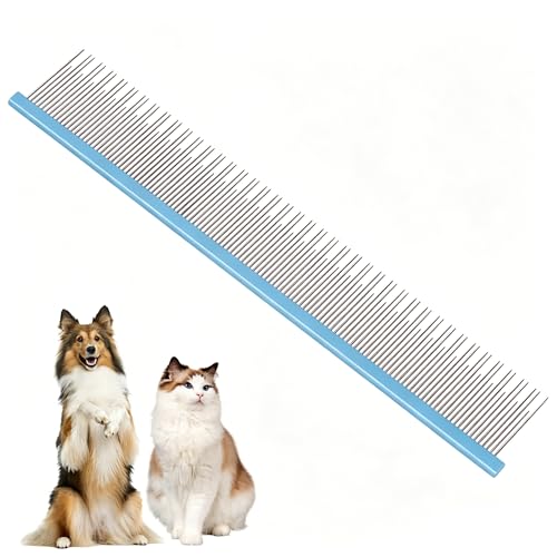 Image of 8.5 Inch Dual Tooth Pet Comb for Mats and Tangles,Professional Grooming Comb Removing Excess Hair for Long-Haired Cats and Dog Kit,Prevent Undercoat, Excess Hair,Mats and Tangles,Pet Essential