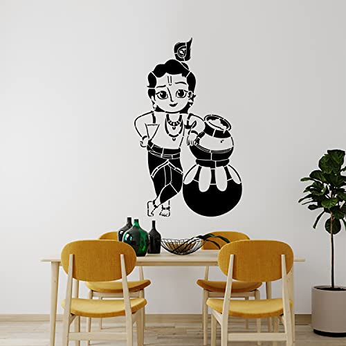 Image of Kayra Decor Stencil for Wall Painting - Krishna Lord Design Pack of 1, 24 inch x 40 inch - (KDS36019)