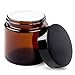 TUZAZO 4 Oz Thick Amber Round Glass Jars with Inner Lids and Black Lids, 12 Pack Small Empty Candle Making Jars/Cosmetic Containers for Lotions, Creams, Body Butters, Essential oil Beauty Products