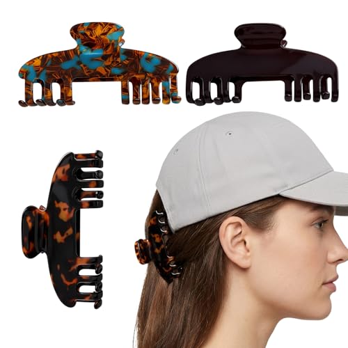 Pinza para cabello Hat Claw Clip, clip para sombrero para mujeres, set de tres pinzas grandes con agarre antideslizante, tamaño 10.5 cm miniatura 1