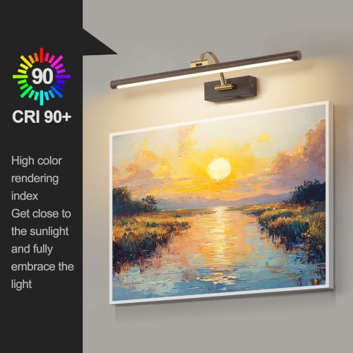 Image of Tassuowell LED Picture Lights for Wall Rechargeable, Battery Operated Art Light for Paintings (Wood Grain, 23.6inch)