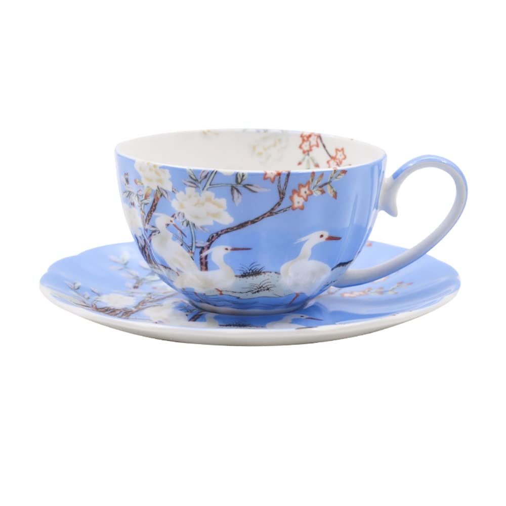 Zestaw kubków do kawy i spodków, 236 ml Filiżanka do herbaty z cienkiej porcelany kostnej z kolorowymi kwiatami na latte, idealna na imprezy i dawanie prezentów, elegancki design