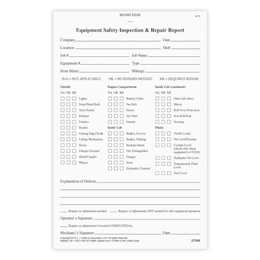 10-Pack Equipment Safety Inspection Reports