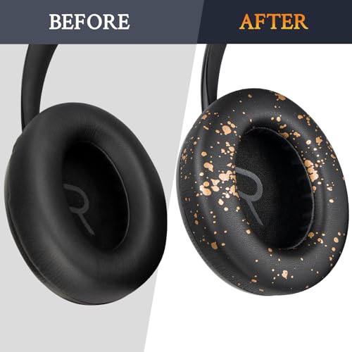 Image of SOULWIT Protein Leather Replacement Earpads for Bose 700 (NC700) Wireless Headphones, Ear Pads Cushions with Softer Protein Leather, High-Density Noise Cancelling Foam, Added Thickness - Black Gold