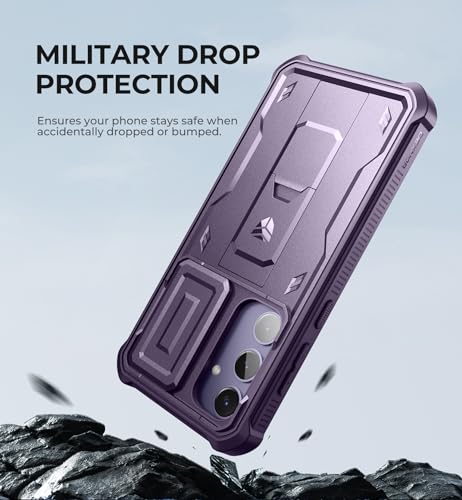 Image of Dexnor for Samsung Galaxy S24 Plus Case with Built-in Slide Camera Cover & Screen Protector & Kickstand, Shockproof Rugged Case Full-Body Bumper Protective Cover for Galaxy S24 Plus (2024),Purple