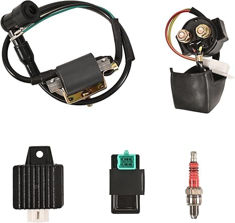 Complete Electrics Wiring Harness 6 Pole Stator Coil CDI Wire Harness Solenoid Relay Spark Plug for 4 Stroke ATV 50cc 70cc 90cc 110cc 125cc Pit Quad Dirt Bike Buggy Go Kart