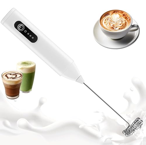 GoodTool Milk Frother with 3 Speed Settings Handheld Milk Frother and Drink Mixer for Frothing Coffee and Whipping Cream Ergonomic and Lightweight (03 White Stirring Stick)