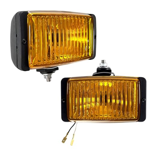 MelTruck Kit 2 Faros Antiniebla H3 Amarillo - Luces Auxiliares Universales 12V 55W (Bombillas Incluidas) - Vidrio Amarillo Homologado E20 IP66 - Focos para Coche 4x4 Camión Tractor