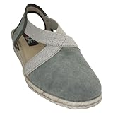 KonPas 47328 - Alpargatas Mujer Lisas Azul O Verde Caqui con Gomas Elásticas Cuña Mediana Plantilla Blanda Piel - 36, Militar