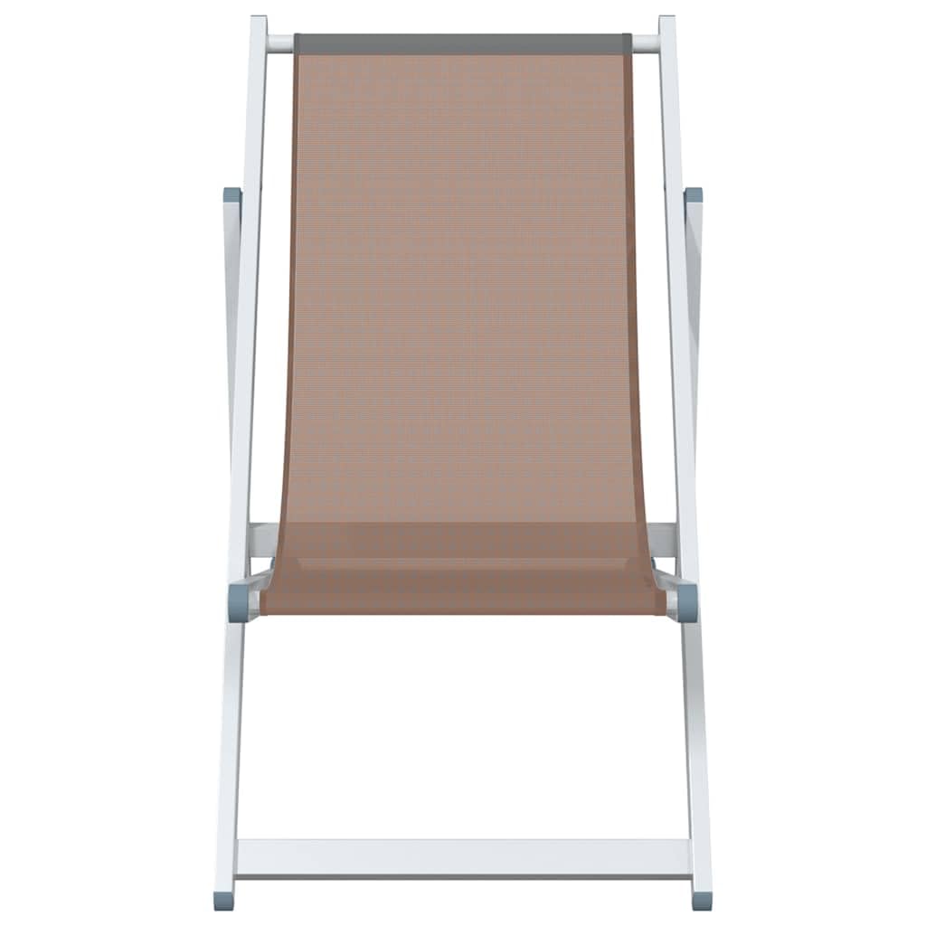 Składane krzesła plażowe, 2 sztuki, brązowe, aluminium, tekstylen