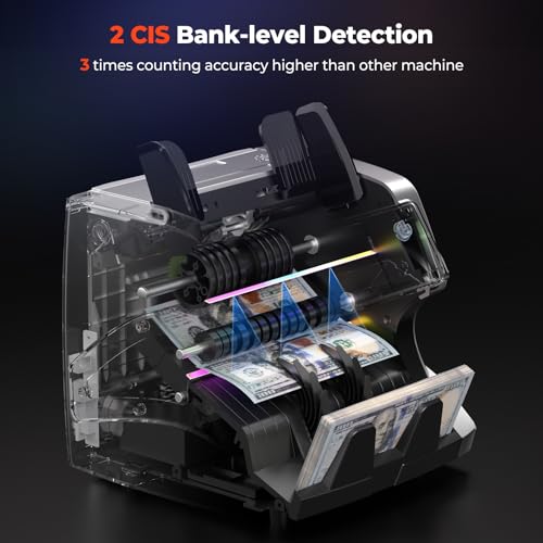 Image of MUNBYN IMC01 Bank Grade Money Counter Machine Mixed Denomination, 2CIS /UV /IR /MG /MT Counterfeit Detection, Serial Number, MUL Currency Cash Counter, Printer Compatible, 2Y Warranty (Silver)