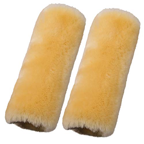 Image of OGLAND 2 Pack Sheepskin Car Seat Belt Cover Pads | Wool Seatbelt Cushions
