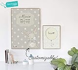  Lamina Personalizable para Bebés con Nombre, Fecha, Talla, Peso, etc.  Ideal para Habitación del Bebé  Disponible Formato A5/A4  CON o SIN marco