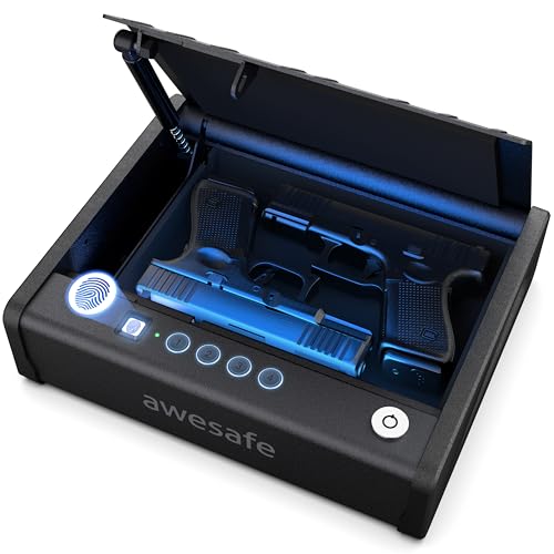 awesafe Biometric Gun Safe, Pistol Safe with Fingerprint Digital PIN Key