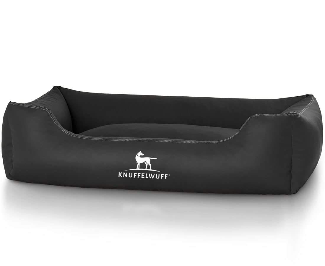 Knuffelwuff Kunstleder Hundebett Sidney XXL 120 x 85cm Schwarz - abnehmbarer Bezug - leicht zu reinigen - für große, mittelgroße und kleine Hunde