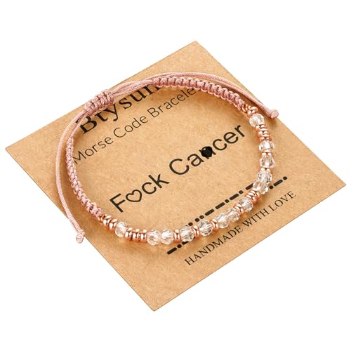 Btysun Morse Code Bracelets for Women Christmas Gift Stocking Stuffers for Teens Pink Braided Bracelets Inspirational Best Friend Birthday Gifts for Her High School Graduation Gifts for Her 2025 Mom Bracelet Jewelry