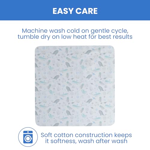 Delta Children 100% Organic Jersey Cotton Baby Receiving Blankets for Girls and Boys – 30x40 Inches - GOTS Certified (Pack of 2), Sea Life - image 8