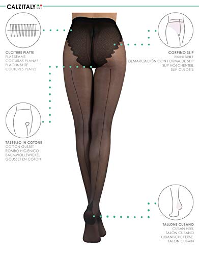 Image of CALZITALY 20 Den Vintage Sheer Back Seam Tights, Cuban Heel Tights, Seamed Pantyhose, Italian Hosiery (S /M /L /XL)