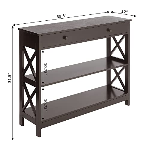 Convenience Concepts Oxford 1 Drawer Console Table, Espresso #TOP7
