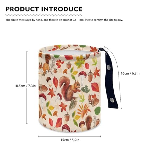Image of Forest Squirrel Mini Car Trash Bin with Adjustable Buttons Car Garbage Can Multipurpose Car Storage Bag Collapsible Reusable