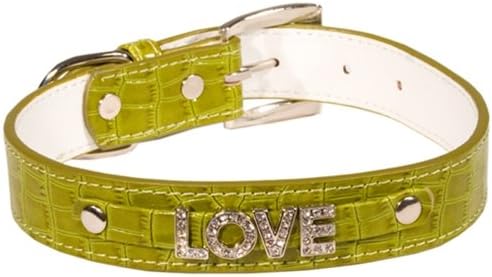 Croc Love Charm Dog Collar in Green - Medium
