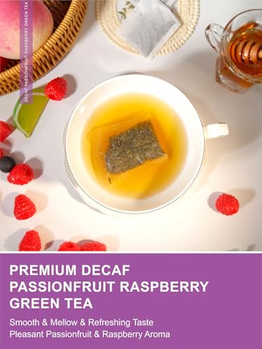 Image of TeeLux Decaf Passion Fruit & Raspberry Green Tea, Aromatic & Smooth, 100 ct