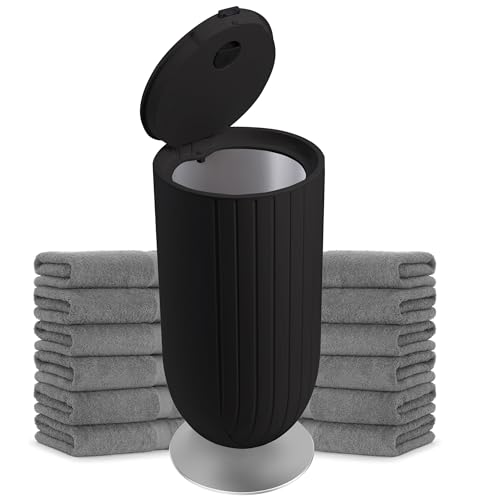EZZINI Large 27L Bathroom Towel Warmer Dryer 5-Min Rapid Heat 4 Modes Auto Flip-Top Aromatherapy Night Light & ETL Certified for Towels Blankets & Clothes. (Black)