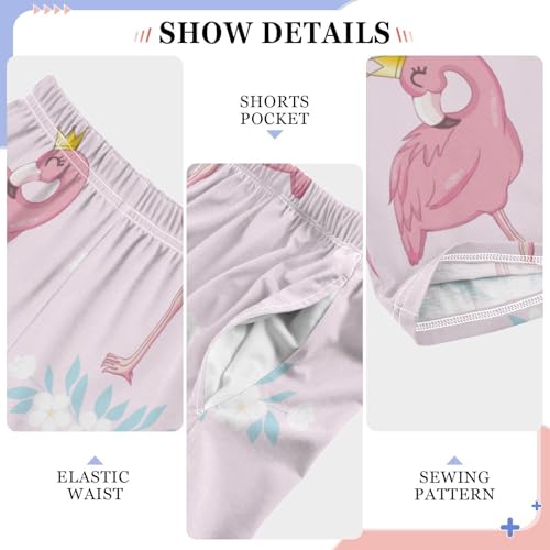 Pink Flamingo Boys Pants Boys Athletic Pants Long Pant for Boywith Pockets Wide-Leg Size 6-14Y4