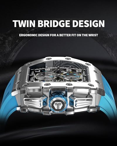 Mens Watches Quartz Watches for Men Waterproof 50M Analog Luxury Tonneau Watch Chronograph Calendar Date Men’s Dress Business Work Watch Large Square Face Wristwatch4