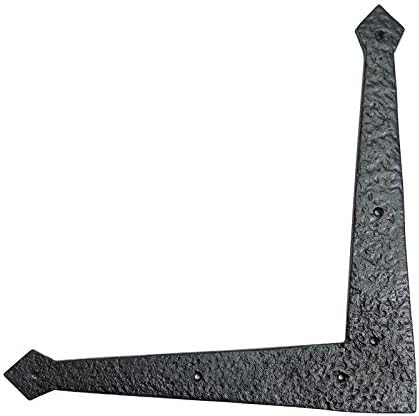 Adonai Hardware "Hosea Antique Iron Dummy Corner Door Strap/L-Bracket (361mm, Black Powder Coated)