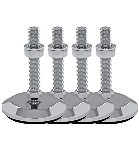 Preisvergleich Produktbild Schwaderer Maschinenfuß / Stellfuß / Nivellierfuß / Gelenkfuß, höhenverstellbar JCMP 130 C (M24x250), Ø 140mm, 4er-Set, Gewinde M24, Länge 250mm, Grauguss verchromt, Gewinde von M8-M30