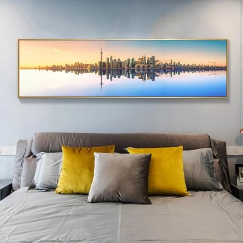 Toile Affiches Peinture Paysage Ville Œuvre Graphique sans Cadre 90cm