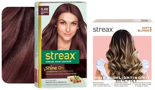 Streax Permanent Hair Colour, Hair Colour Highlight Kit | Blonde Hair Colour, Soft Blonde – Pack of 1