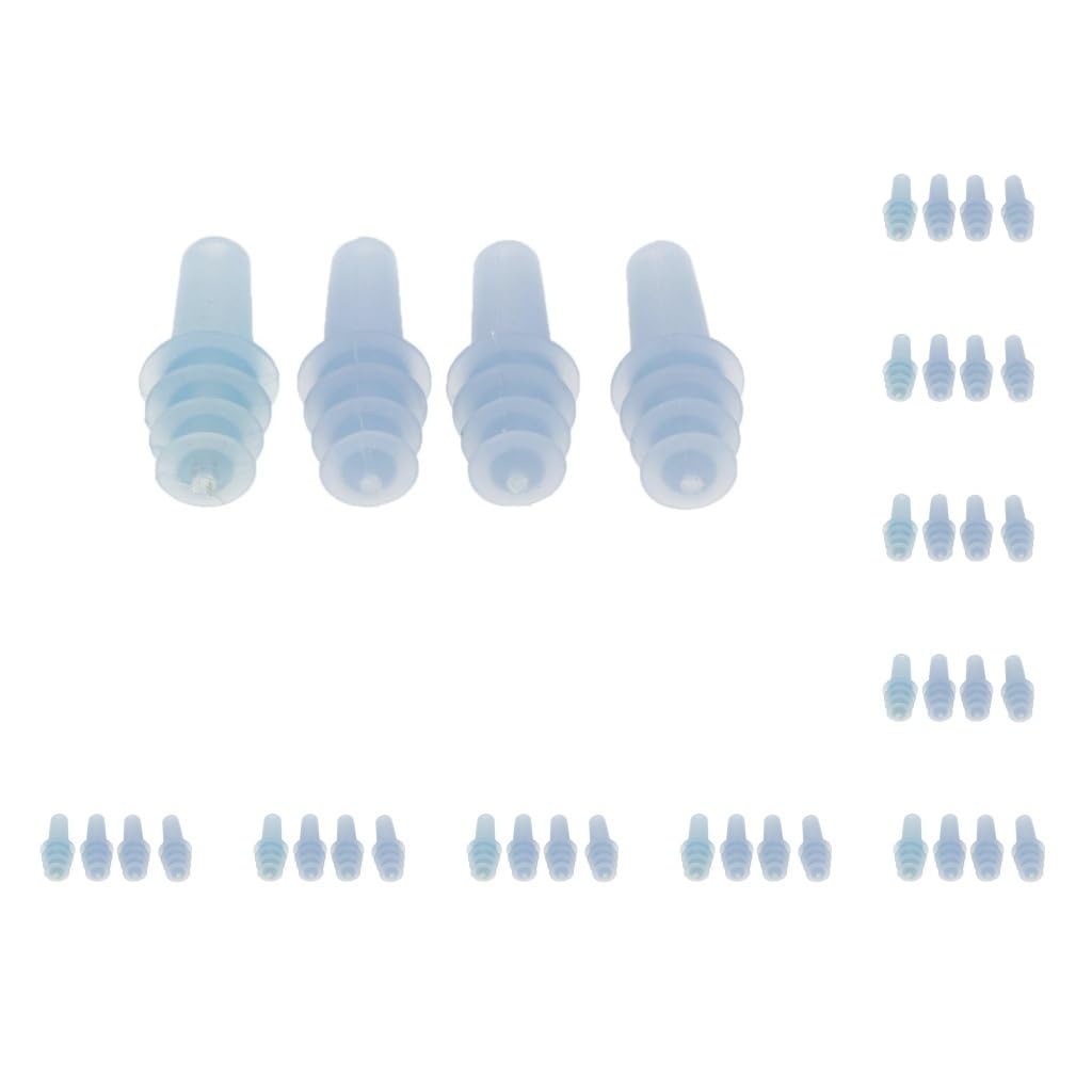 10 Set mit 2 Paar wiederverwendbare Silikon-Ohrstöpsel für Flugzeug Reise Schlaf Stille Blau 2,8 x 1,2 cm