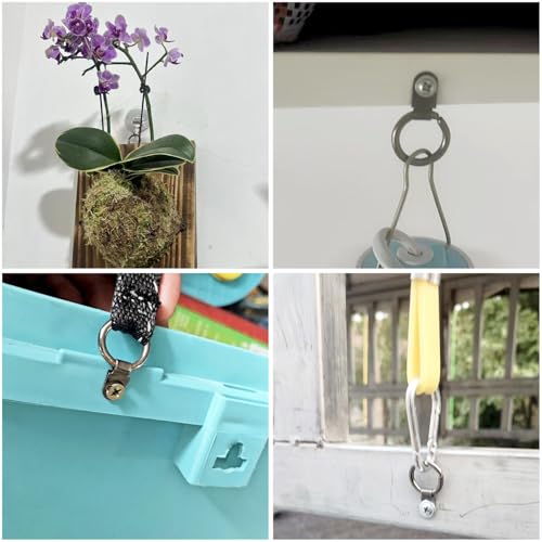 Image of 20pcs Picture Frame Hanging Single Hole Nickel Plated Round Ring with Screw Decorative Picture Hooks Hardware Hook Fittings Picture Hanging Heavy Duty Clasps