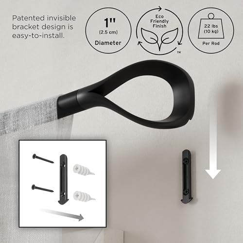 Umbra Loop Curtain Rod for Window, Adjustable 42" to 120", Black by Umbra - Image 2