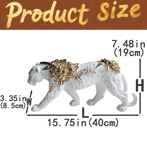 Estatua de León Blanco Dorado en Resina para Decoración Hogar miniatura 5