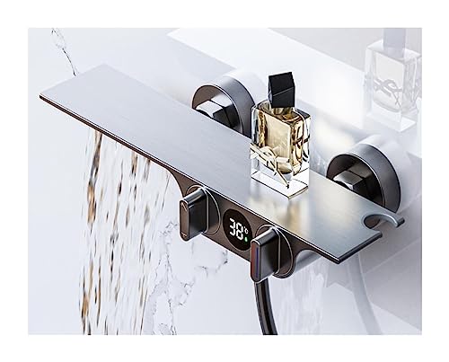 Ensemble de douche numérique gris avec tête de douche pluie et cascade d'eau LWX - 2