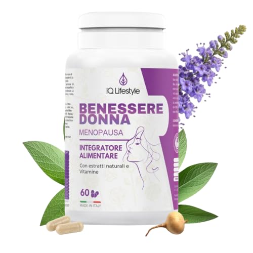 Integratore Menopausa COMPLETO Isoflavoni di Soia Agnocasto Zinco Biotina Stop Vampate ed effetti...